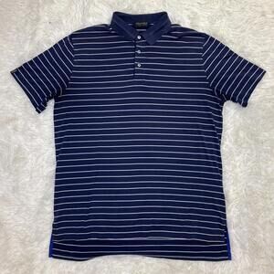 Polo Golf Ralph Lauren Men’s Shirt Sz L Blue Striped S/S Cotton Polyester Blend